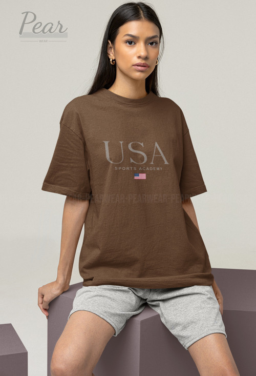 USA Baskılı Unisex Tişört Oversize T-shirt