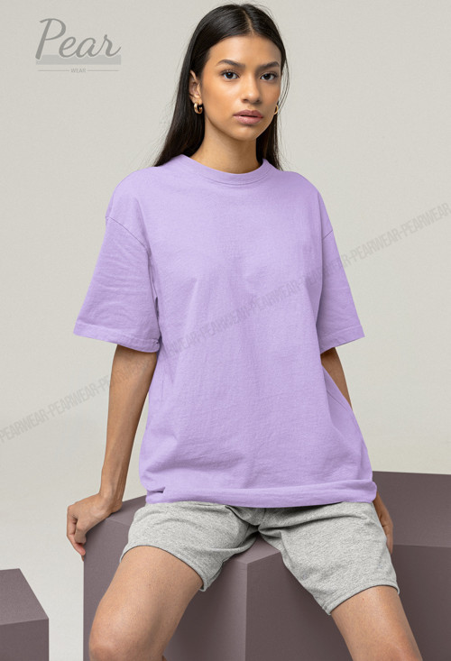 Kadın Pamuk Oversize Tişört Bisiklet Yaka T-shirt