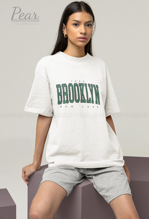 Brooklyn Baskılı Unisex Tişört Oversize T-shirt