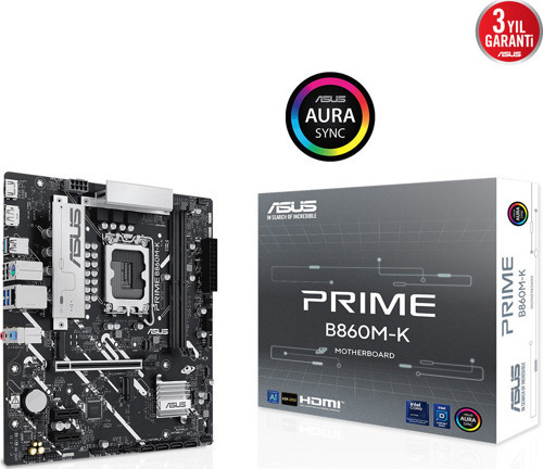 PRIME B860M-K B860 DDR5 (Vga Yok) GLan 2.5G mATX HD DP USB3 M2 1851p Anakart