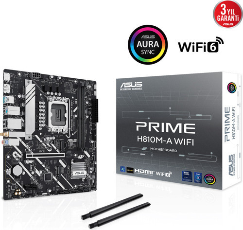 PRIME H810M-A WIFI H810 DDR5 (Vga Yok) GLan mATX HD DP M2 Wifi BT AURA 1851p Anakart