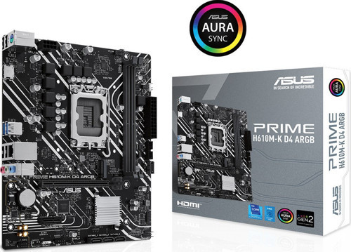 PRIME H610M-K D4 ARGB H610 DDR4 (Vga Yok) GLan mATX HDMI USB3.2 M2 RGB 1700p Anakart