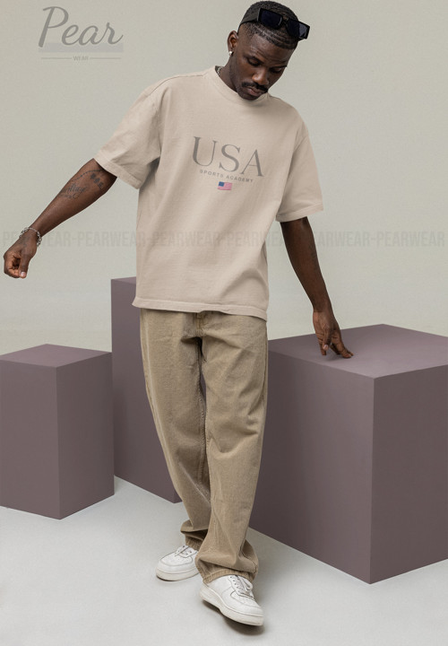 USA Baskılı Unisex Tişört Oversize T-shirt