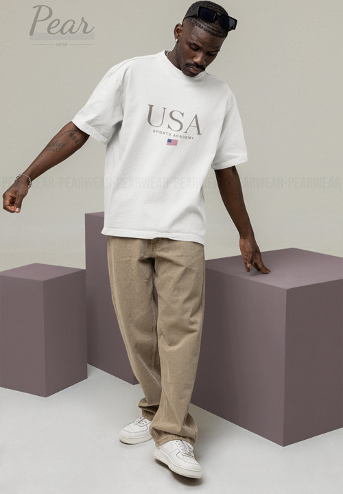 USA Baskılı Unisex Tişört Oversize T-shirt