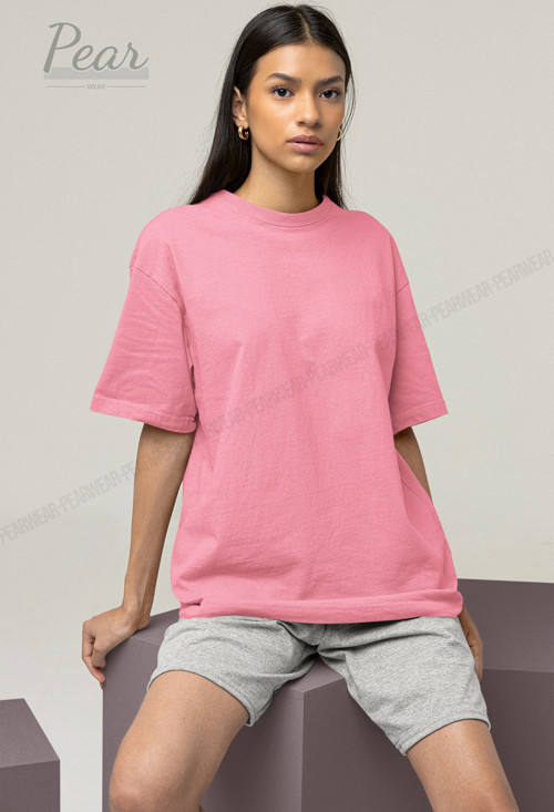 Kadın Pamuk Oversize Tişört Bisiklet Yaka T-shirt