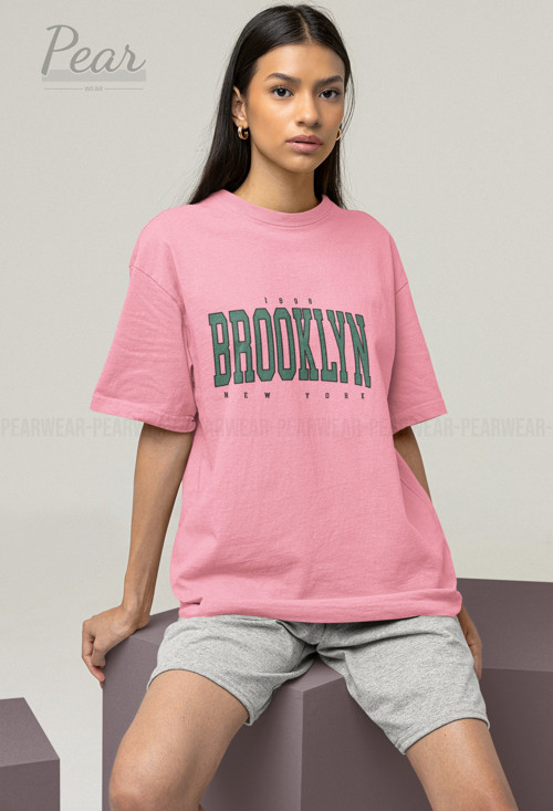 Brooklyn Baskılı Unisex Tişört Oversize T-shirt