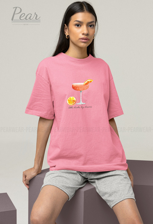 Kadeh Baskılı Oversize T-shirt