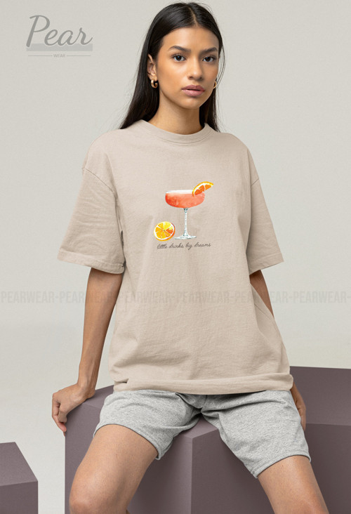 Kadeh Baskılı Oversize T-shirt
