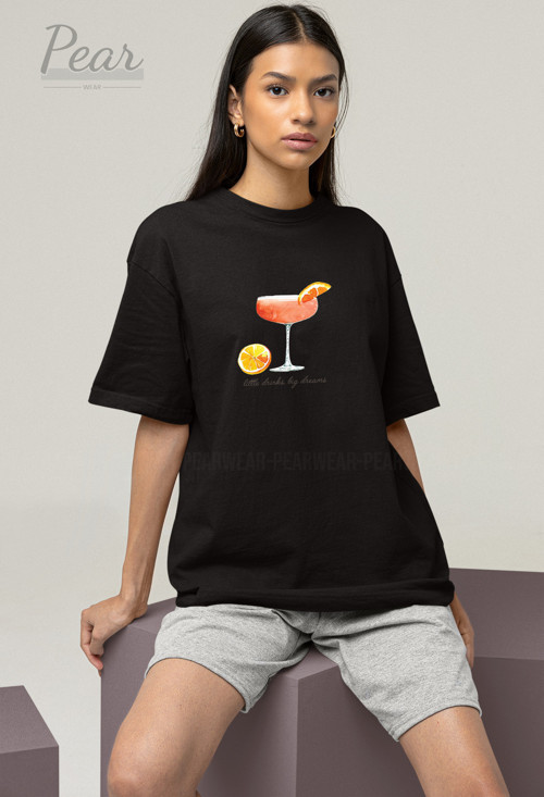 Kadeh Baskılı Oversize T-shirt