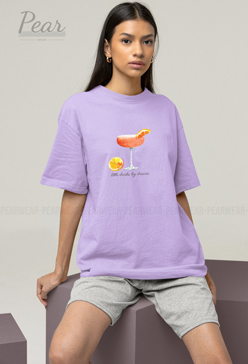 Kadeh Baskılı Oversize T-shirt