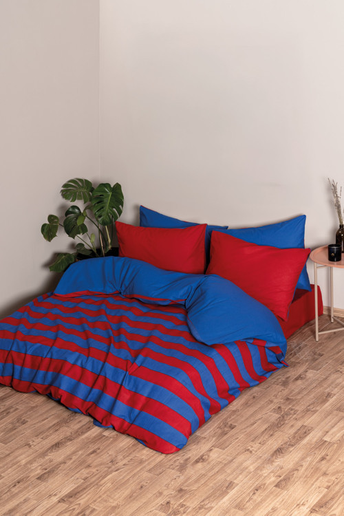 Cozy Home Popping Colors Çift Kişilik Lastikli Çarşaflı Nevresim Takımı Blaze Kırmızı 3