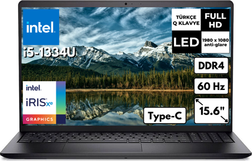 Vostro 3530 i5-1334U 8 GB 1 TBSSD Iris Xe Graphics 15.6" FHD Windows 11 Home Notebook N3409PVNB3530UAT23