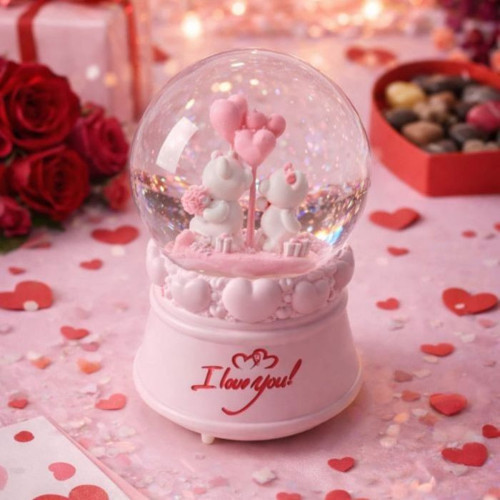 - Okay 5711 3486 Romantic Love Bear Işıklı ve Müzikli Kar Küresi / 80 cc