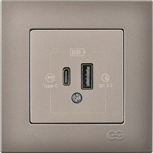 Günsan Eqona Mocha Şarj Prizi 20W QC3.0 PD Type-C + USB Çift Çıkışlı