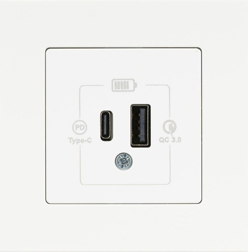 Gunsan Eqona Beyaz Şarj Prizi 20W QC3.0 PD Type-C + USB Çift Çıkışlı