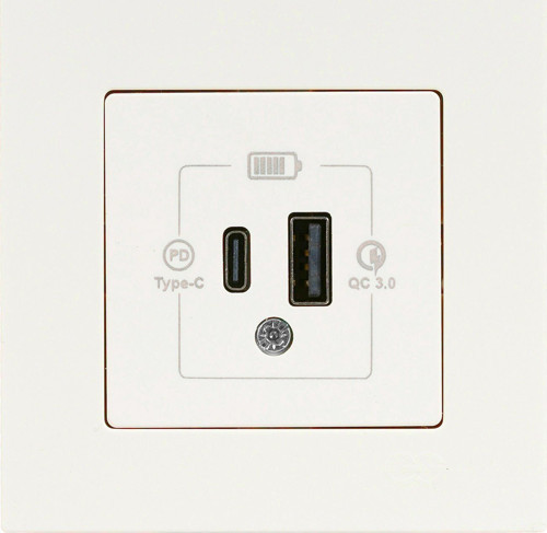 Günsan Eqona Fildişi Beyaz Şarj Prizi 20W QC3.0 PD Type-C + USB Çift Çıkışlı