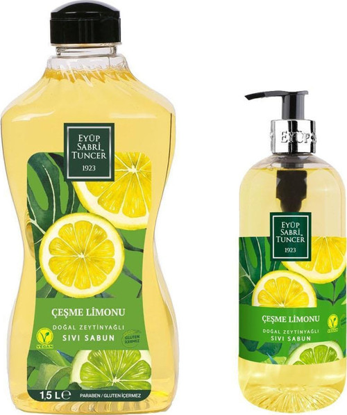 Çeşme Limonu Doğal Zeytinyağlı Sıvı Sabun 1,5 Lt + Çeşme Limonu Sıvı Sabun 500 Ml