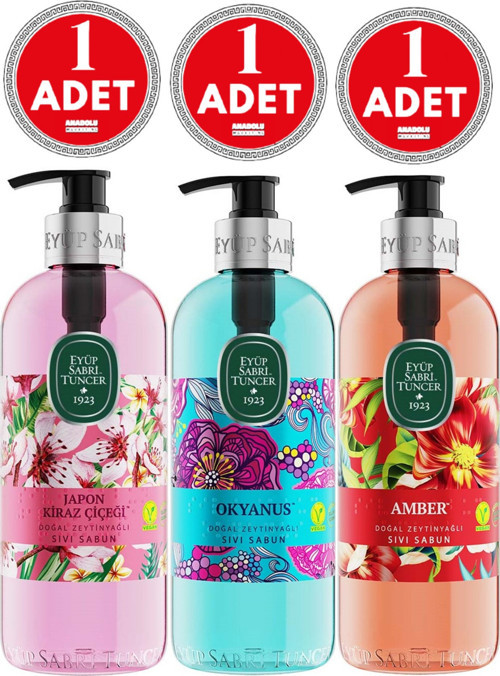Doğal Zeytinyağlı Sıvı Sabun 500 Ml Okyanus + Japon Kiraz Çiçeği + Amber