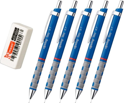 Tikky 0.7 Mm Mavi 5'Li Set Silgi Hediyeli