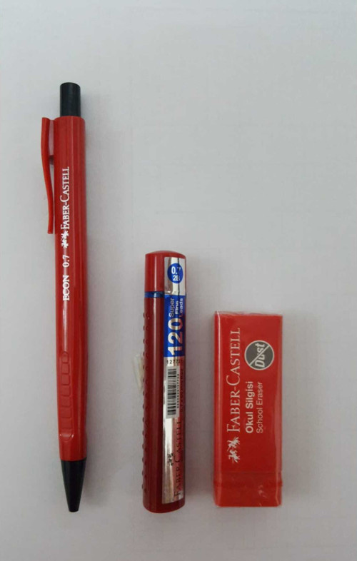 Castell Econ 0.7 Mm Versatil Kalem/Faber 120'Li Uç/Faber Büyük Boy Silgi