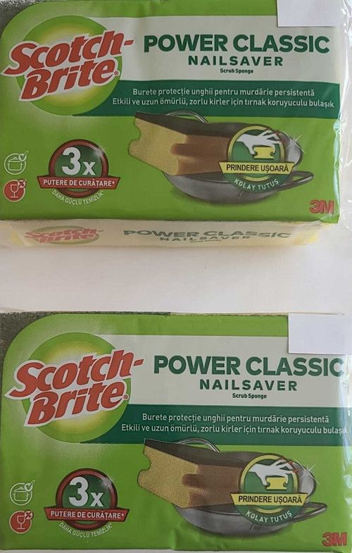 Power Classic Bulaşık Süngeri Yeşil Klasik Tırnak Koruyucu 8'Li