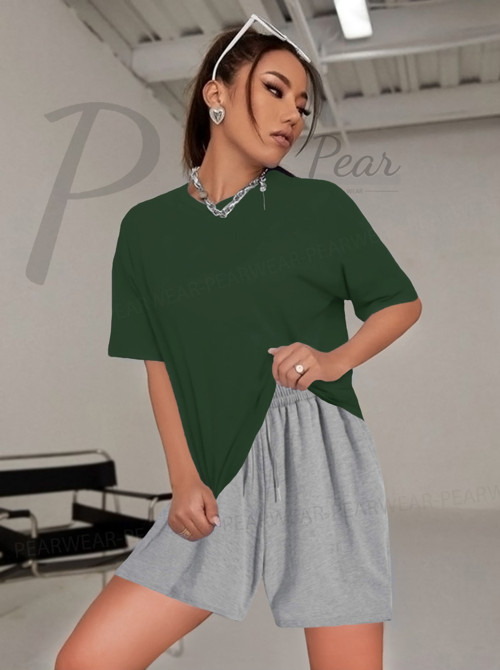 Kadın Oversize T-Shirt Şort İkili Takım