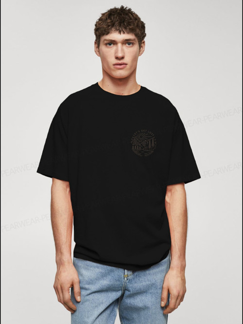 Lost Baskılı Erkek Pamuklu Oversize Tişört