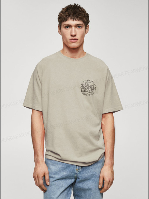 Lost Baskılı Erkek Pamuklu Oversize Tişört
