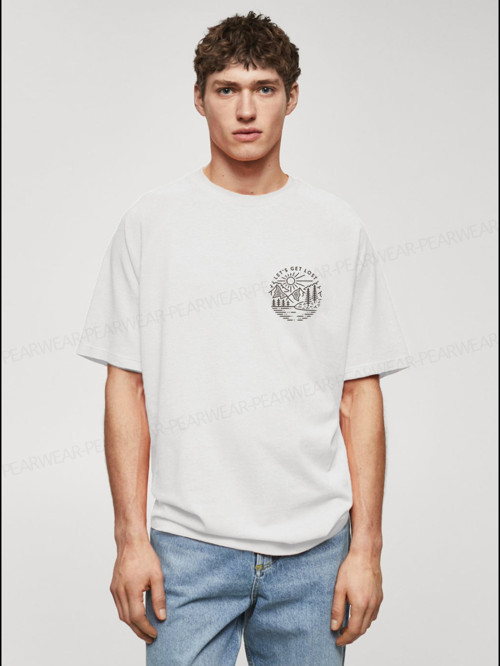 Lost Baskılı Erkek Pamuklu Oversize Tişört