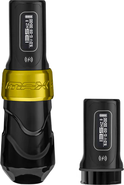 Irons Flux Max Kablosuz Dövme Makinesi | 4.5 mm Stroke | Gold Stealth | Çift Bataryalı