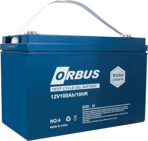 Orbus 12 Volt 100 Amper Karbon Jel Tip Akü (330X173X212 Mm)