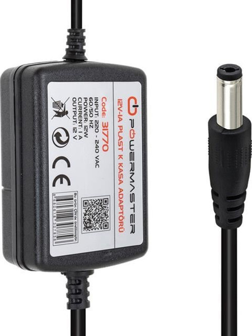 Powermaster Pm-31770 12 Volt - 1 Amper - 12 Watt 5.5*2.5 Mm Uçlu İki Ucu Kablolu Masaüstü Adaptör
