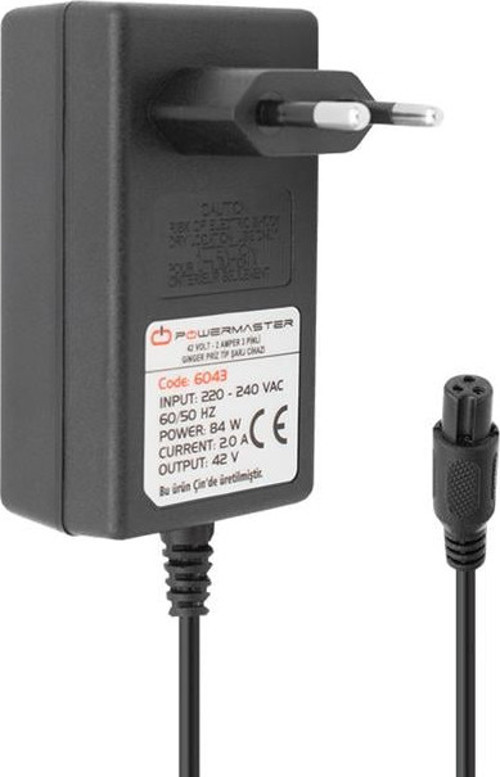 Powermaster 42 Volt - 1 Amper 3 Pinli Ginger Priz Tip Şarj Cihazı Pm-6043