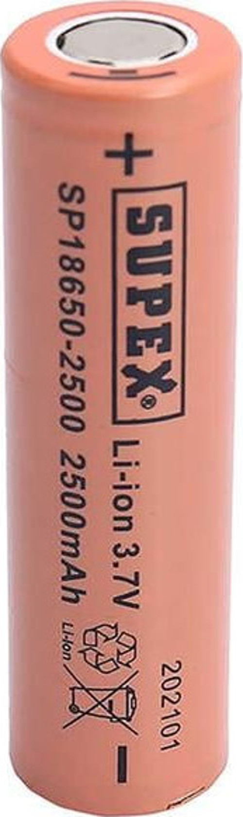 Supex 18650-2500 3.7V 2500 Mah Düz Kafa Li-Ion Pil