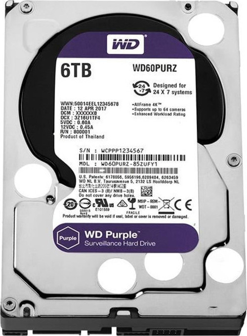 Western Digital Wd60Purz 6 Tb Sata6 64Mb 7-24 Purple Harddisk