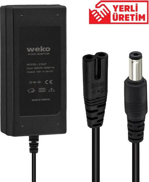 Weko 12 Volt - 5 Amper Plastik Kasa Masaüstü Adaptör 5.5*2.5 Uçlu