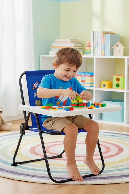 Kids 2–6 Yaş, Uzay Yolu Katlanır Oyun Aktivite Masası, Tak-Çıkar Masa ile-MAVİ