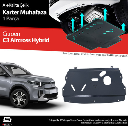 Citroen C3 Aircross Hybrid 1.2 Çelik Karter Muhafaza Koruma 2024 Üzeri A+ Kalite