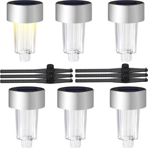 PM-26961 Metal Gövdeli Dc 5V Gün Işığı Solar Güneş Enerjili Balkon Havuz Bahçe Lambası 6'lı Paket