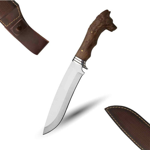 Kurt Başlı Yatağan Model Paslanmaz Çelik Ekstra Keskin Hakiki Deri Kılıf Hediyeli Şef Bıçağı