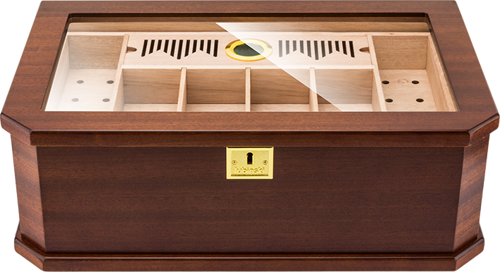 New Cedar Camlı Tepsili Puro Kutusu Humidor Kahve 100s