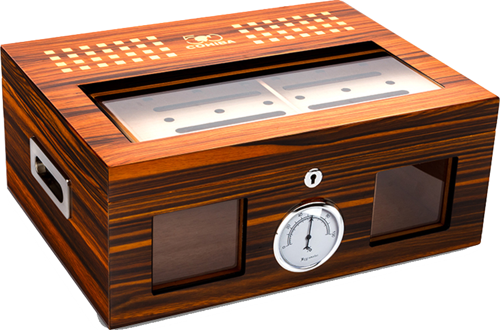 Camlı Puro Kutusu Humidor Ceviz 100's