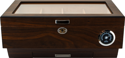Cedar Camlı Puro Kutusu Humidor Double Kahve 25s