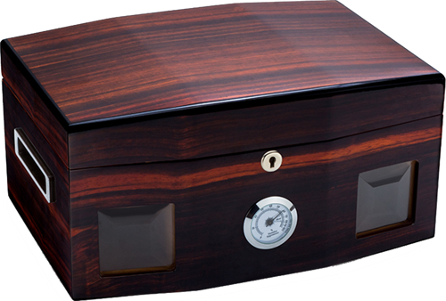 Cedar Camlı Bölmeli Puro Kutusu Humidor Kahve 100s