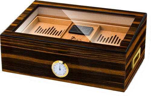 Cedar Camlı Tepsili Puro Kutusu Humidor Kahve 100s
