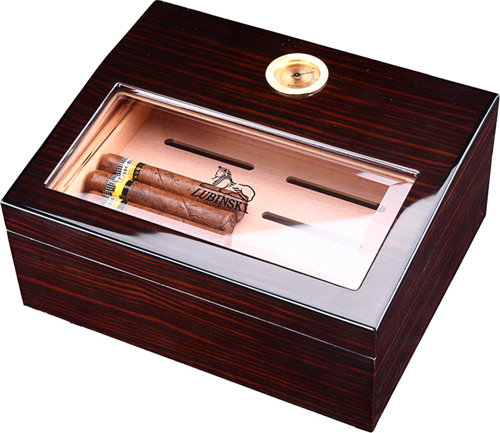 Cedar Camlı Tepsili Puro Kutusu Humidor Kahve 30s