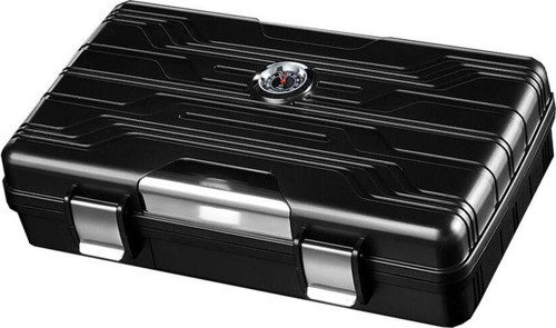 Seyahat Tipi Puro Kutusu Humidor Siyah-Gümüş(10Cigar)