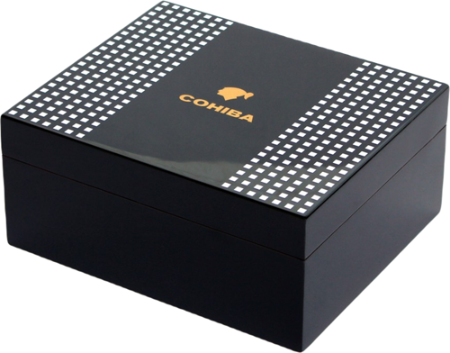 Puro Kutusu Humidor Set Siyah/Beyaz Desenli 30