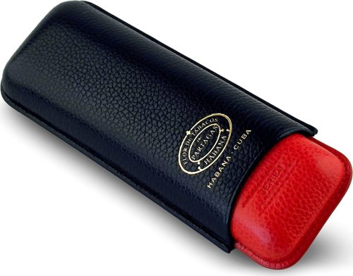 Partagas Series Gerçek Deri Puro Kılıfı İkili 64 Ring - Siyah Kırmızı