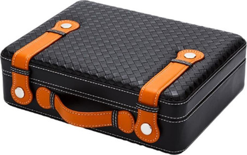 Deri Seyahat Puro Çantası Humidor Siyah 20's